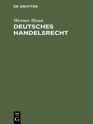 cover image of Deutsches Handelsrecht